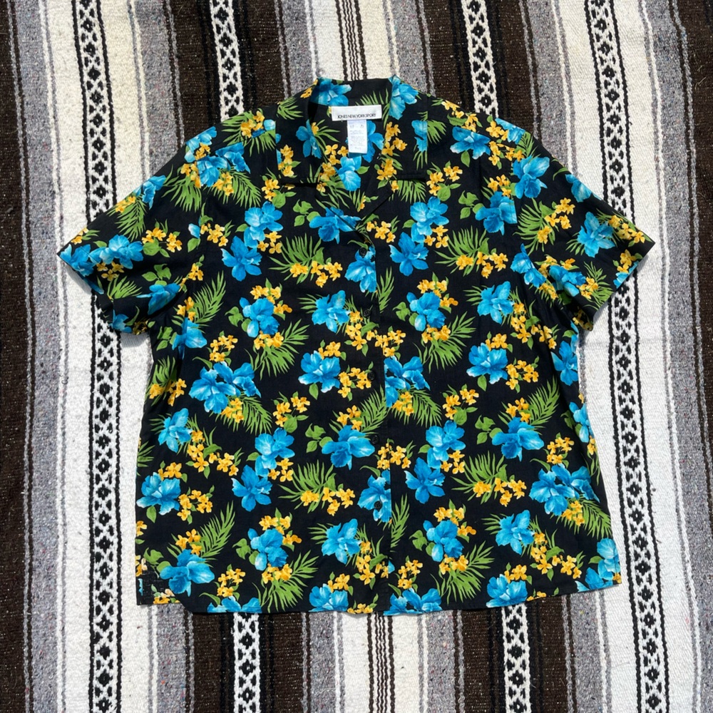 Hawaiian Shirt | Jones New York Sport | linen cotton blend